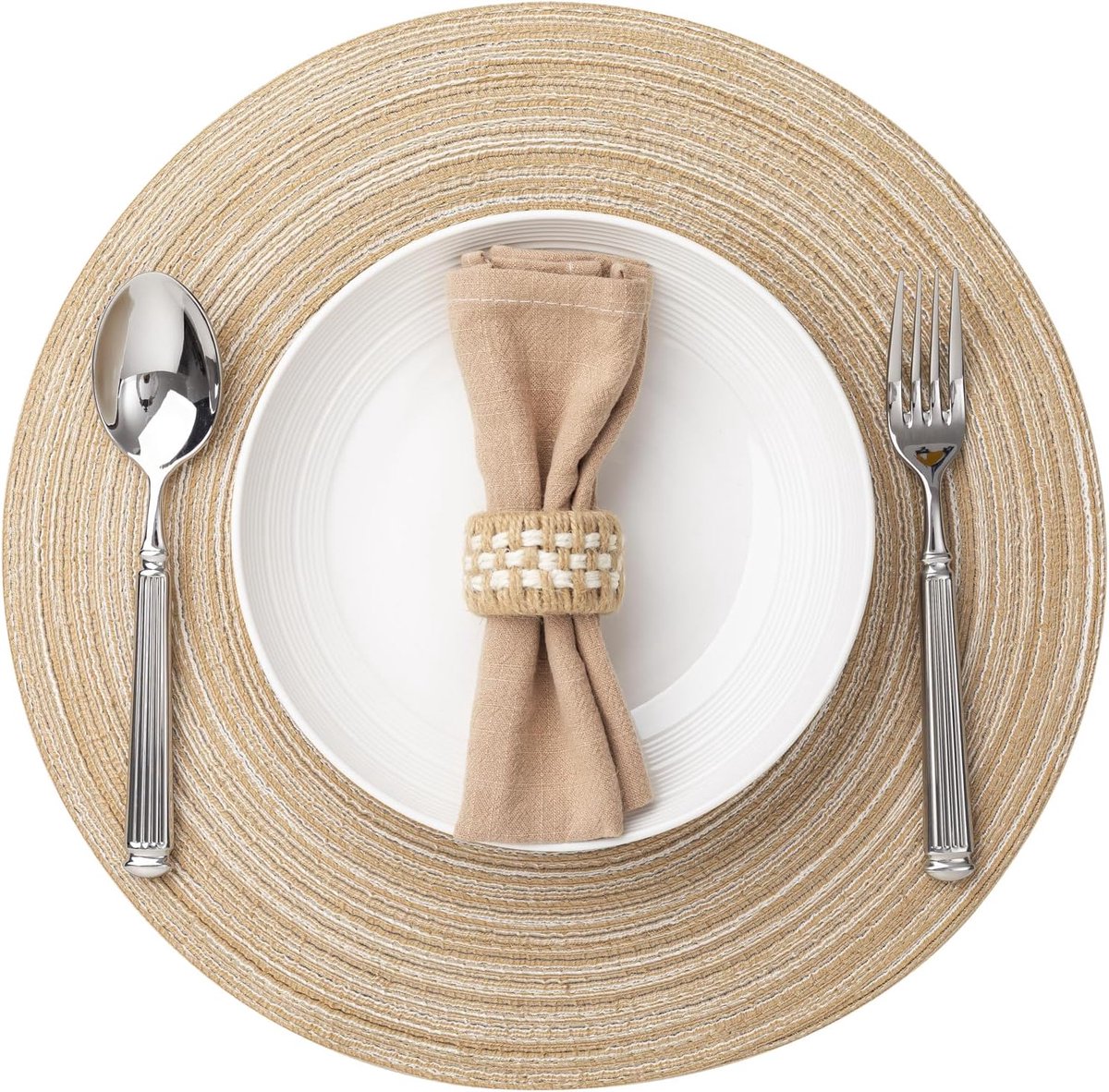 Placemats rond - Placemat - Hittebestendig - Gevlochten Design - 38CM