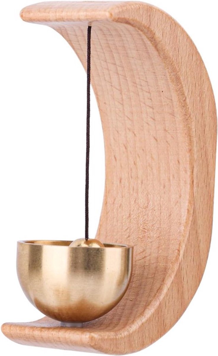 Houten Maanvormige Magneet Deurbel voor Openen Deur - Rustieke Jingle Bell Decoratie - Thuis Bedrijf Café - Uniek Housewarming Cadeau