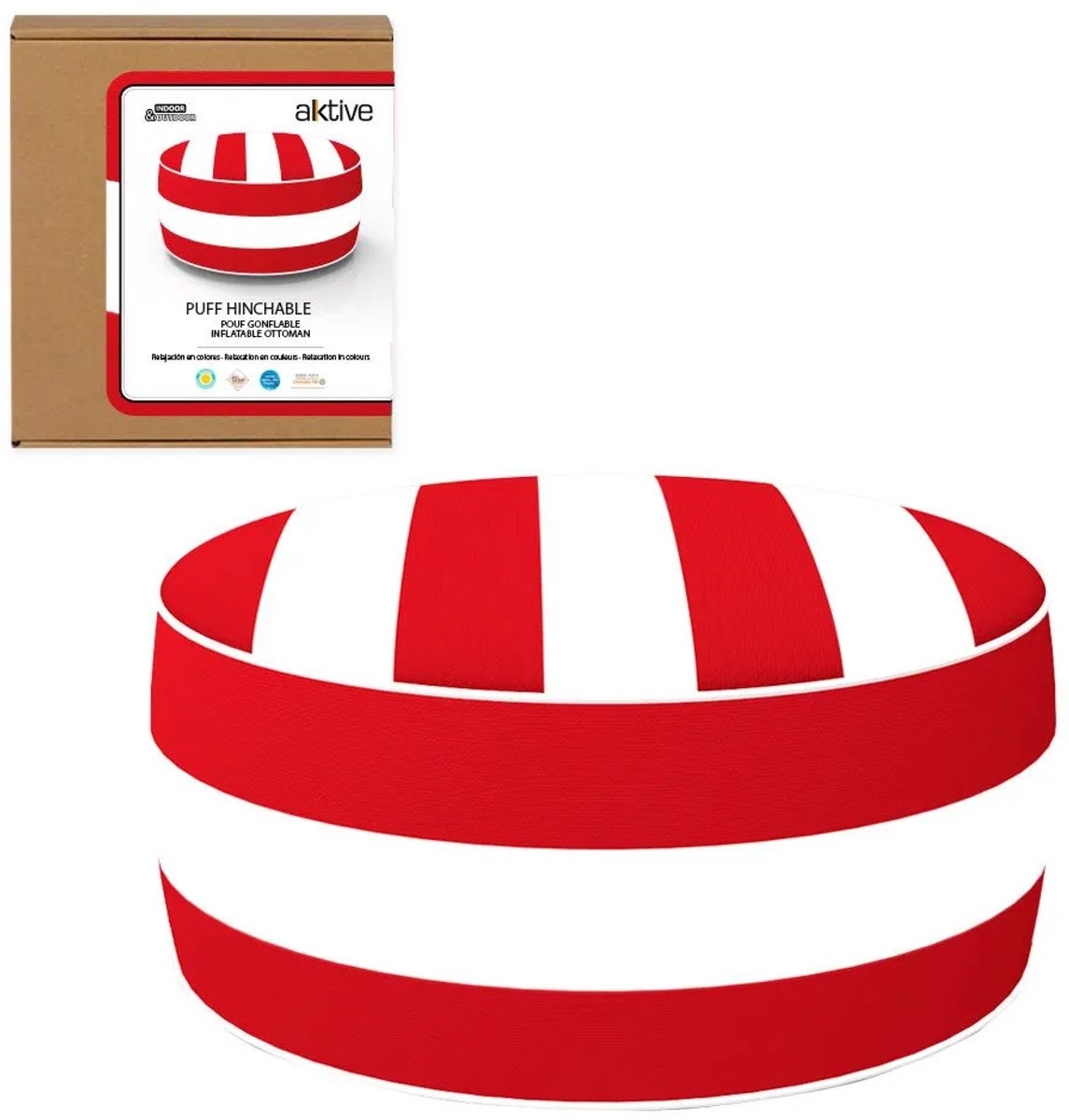 Aktive Waterdichte Opblaasbare Poef Rood,Wit 53 x 23 cm