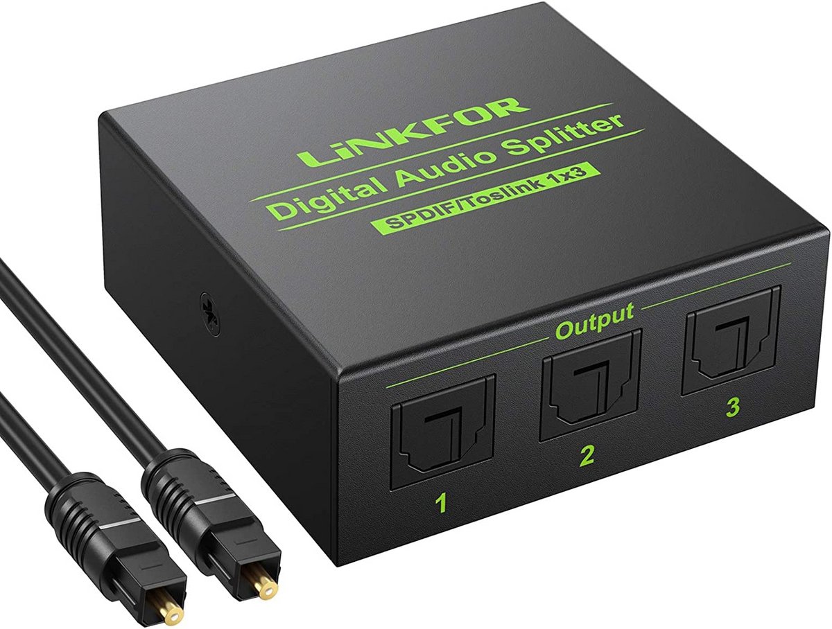 Optische audiosplitter 1x3 SPDIF Toslink - Digital Audio Splitter met 1 Kabel - Geschikt voor LPCM, DTS en Dolby-AC3