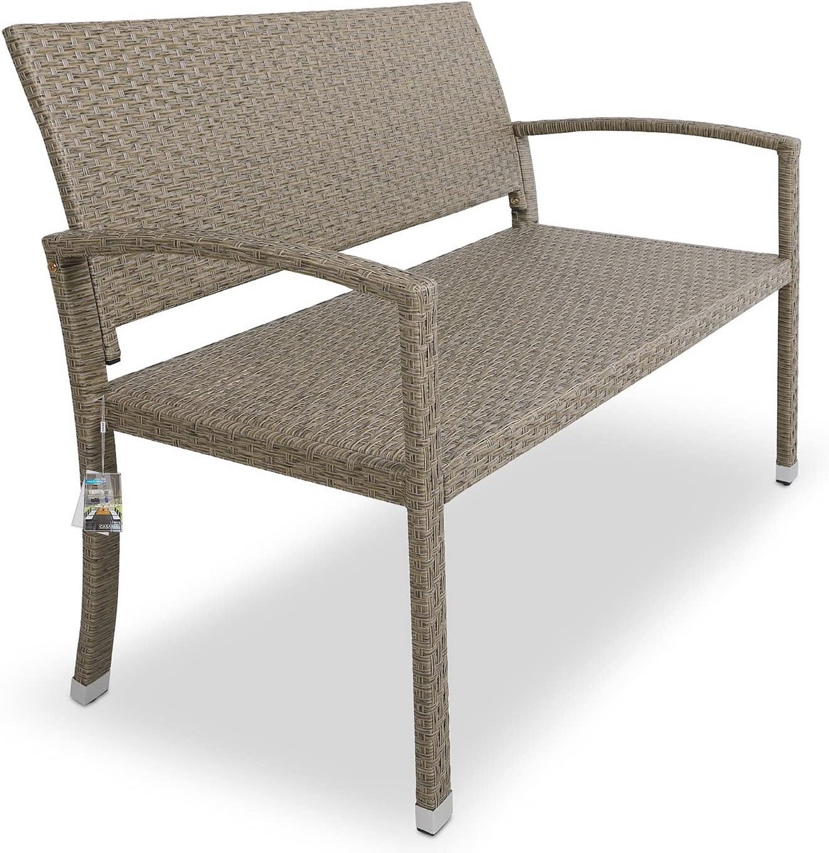 Twee-Zits Tuinbank Polyrattan Weerbestendig UV-bestendig 122x90x58cm 320 kg Draagvermogen Tuin Meubilair Beige