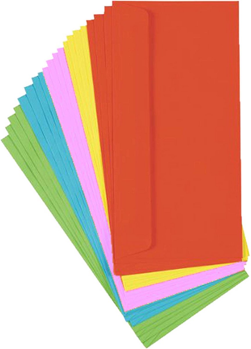 Gekleurde lange enveloppen DIN 680 22 x 11.5 cm set van 1
