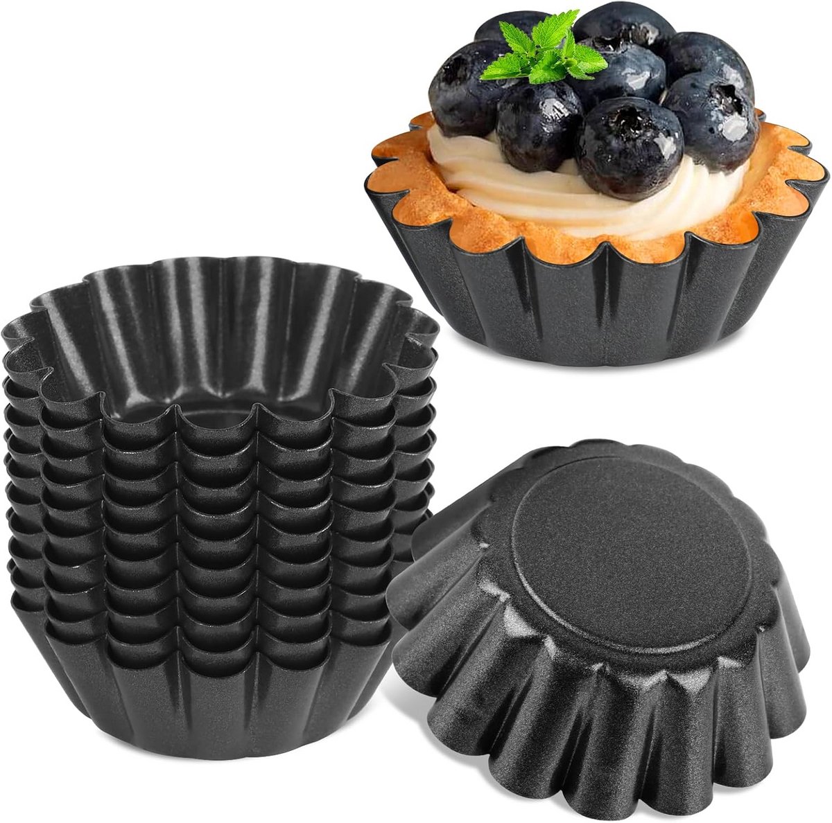 12 Herbruikbare Bakvormen voor Kleine Taartjes, Muffins en Cupcakes