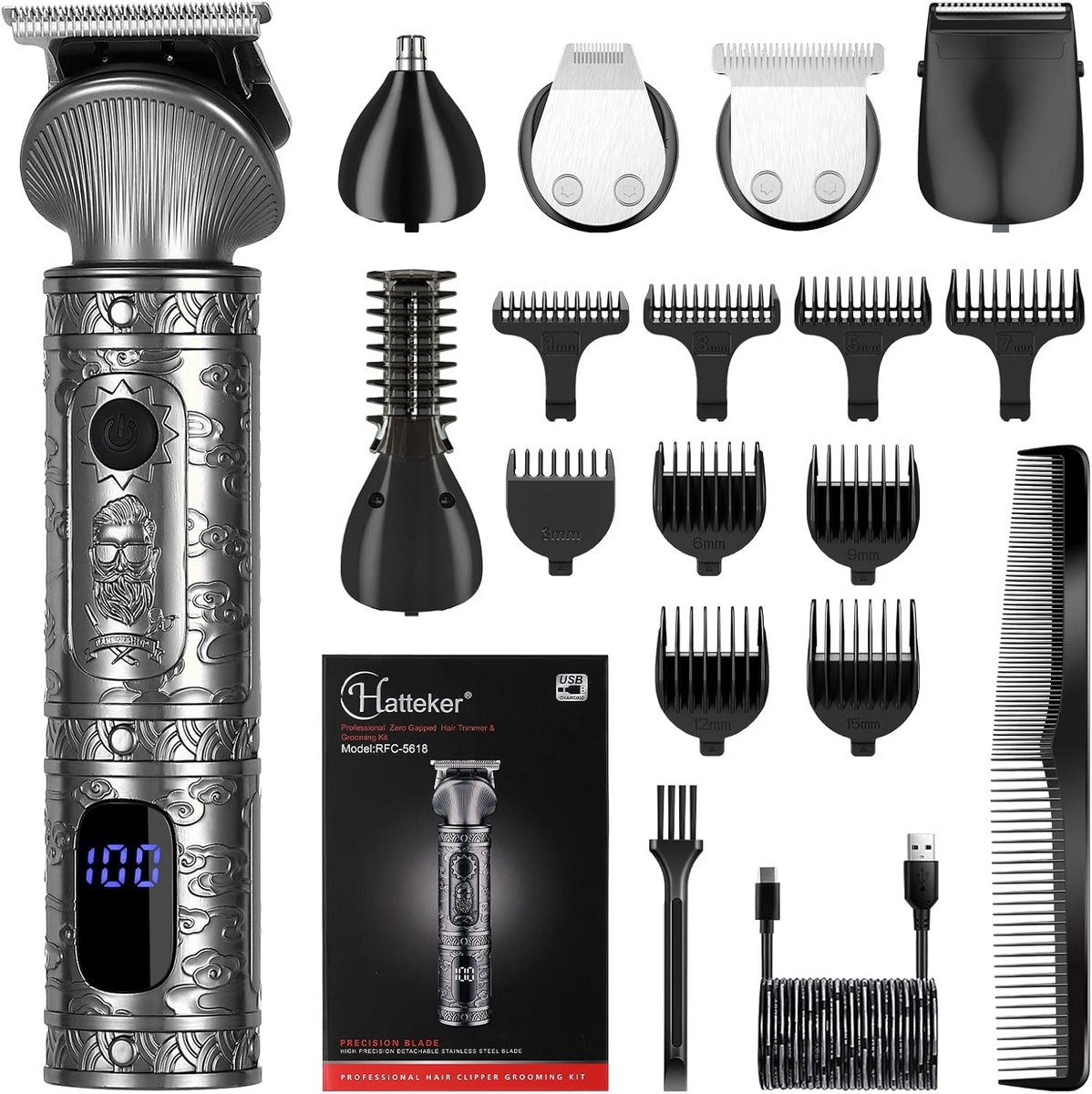Haartrimmer Set voor Mannen - T-Blade, Neus- en Lichaamstrimmer