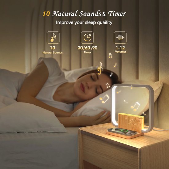 Multifunctioneel Nachtlampje met Draadloze Oplader en Wake-Up Licht van Merkloos — afbeelding 4