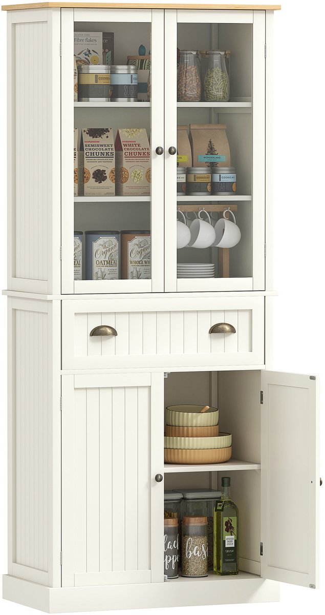 HOMCOM Keukenkast - MDF - 76x40x182,5cm - Wit