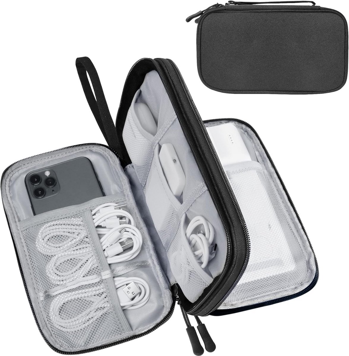 Lcsmaokin Elektronica Travel Organizer, Draagbare Waterdichte Elektronische Reis Opbergtas voor Kleine Oplaadkabel Opslag, Charger, Kleine Elektronica, SD-kaart etc, voor Reizen, Zakelijk -Grijs,