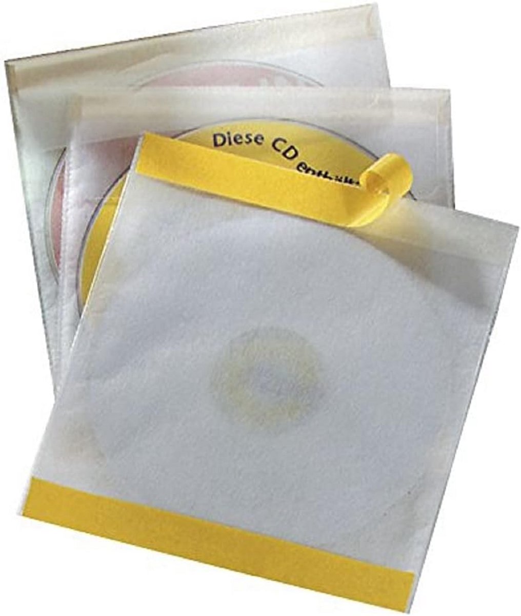 Zelfklevende CD/DVD Hoezen met Vlieslaag - Transparant - 10 Stuks