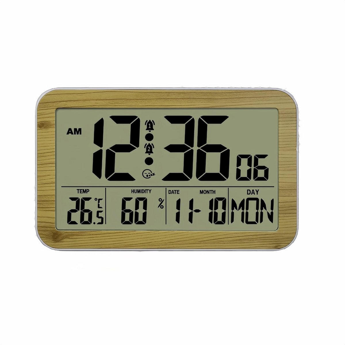 Digitale Wekker met Groot HD-Scherm voor Tijd, Datum, Temperatuur en Vochtigheid