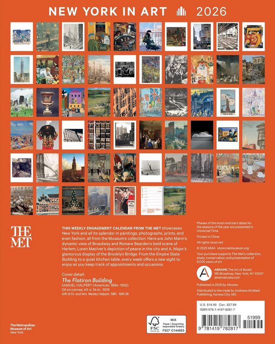 Calendrier Mural 2026 New York - 30x60 Cm - Multilingue - Papier 140g - Vue Mensuelle