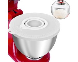 Spatbeschermingsdeksel Geschikt voor KitchenAid blenders van 4,5–5 liter, siliconen mengkomdeksel, wit.