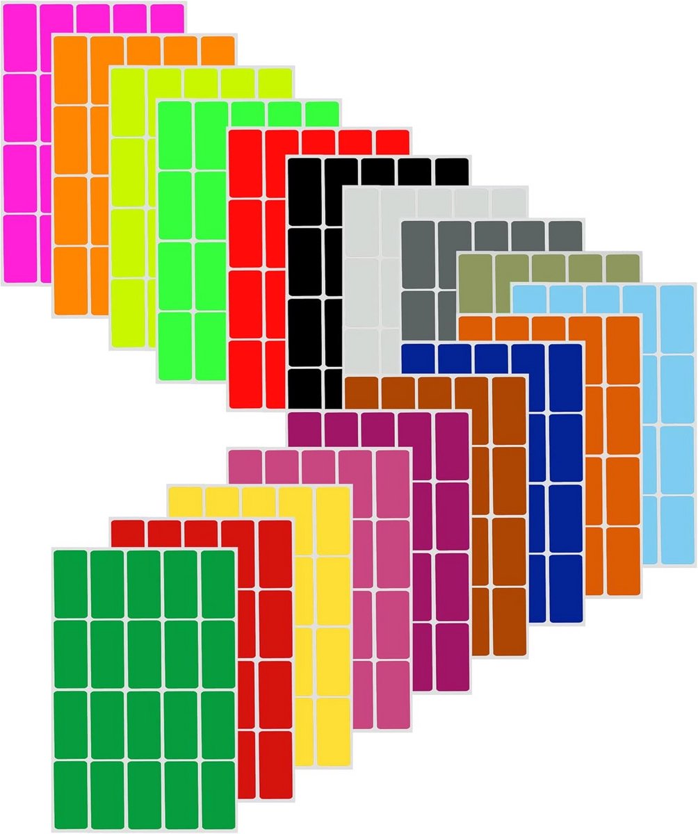 Kleurcoderingsstickers - Rechthoekige Etiketten 4 cm x 2 cm - 360 Stuks in 18 Kleuren
