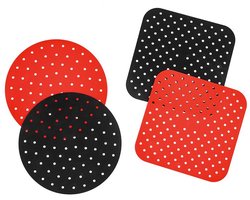 Herbruikbare siliconen matten voor airfryer, set van 4, 7,5 inch (ca. 19 cm), rond/vierkant, antiaanbak, BPA-vrij, herbruikbaar, accessoires voor airfryer