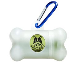 POGI'S Poop Bag Dispenser - 1 Roll (15 Compostable Bags) - Large Biodegradable Scented Drip Resistant Dog Bags (White)