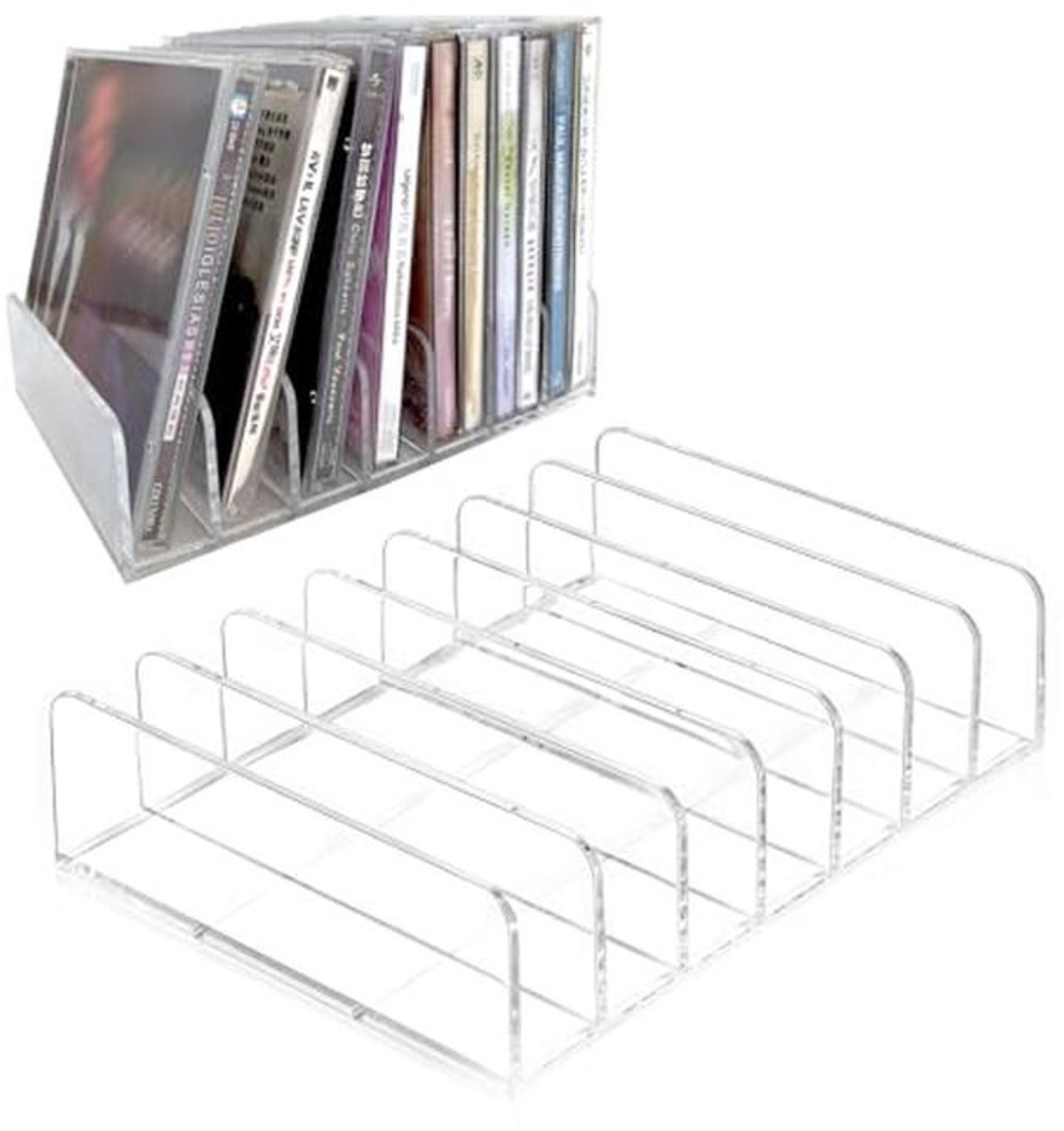 CD Houder Set - Transparante Acryl CD Display Rack & Opberg Organizer voor 14 CD Cases