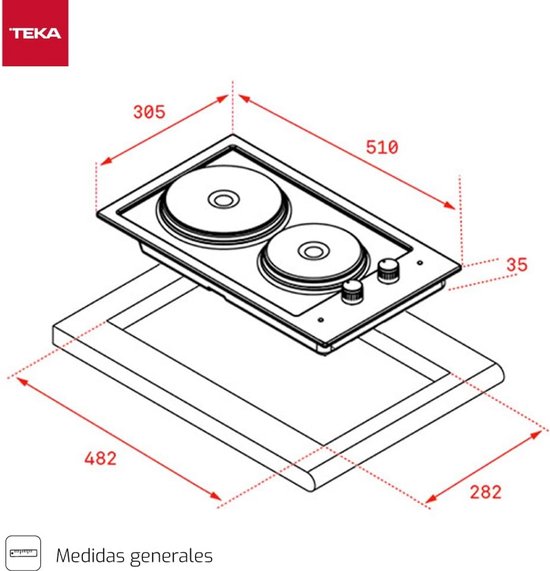 Inbouw Elektrische Kookplaat Gietijzer RVS
