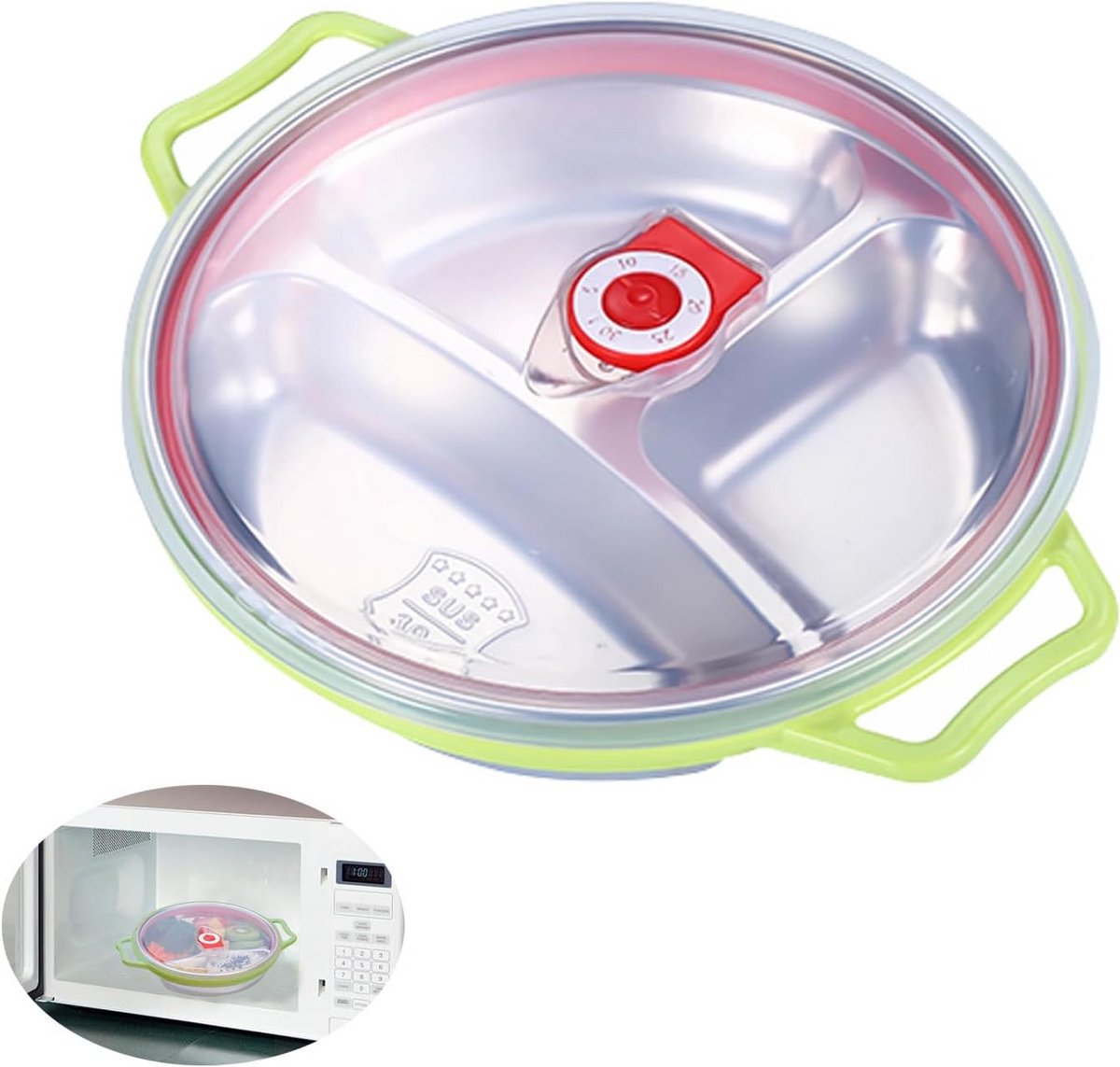 Magnetronschaal met Deksel en 3 Compartimenten - BPA-vrij en Vaatwasmachinebestendig