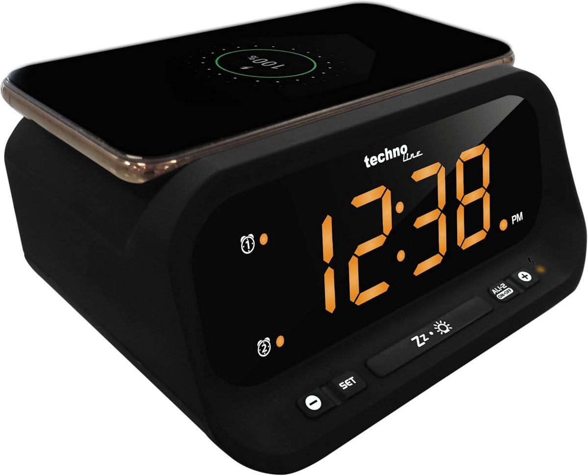 Digitale Wekker met Draadloos Opladen - Tafelwekker met Snooze en 2 Alarmen