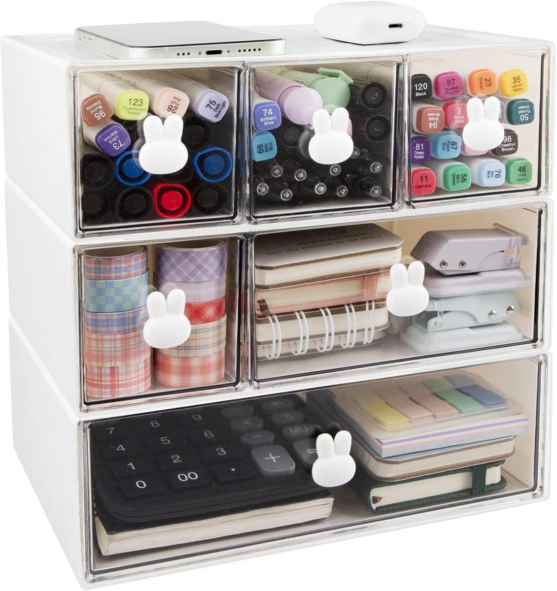 Stapelbare Bureau Organizer met 5 Laden - Desktop Opbergsysteem voor Kantoor en Thuis