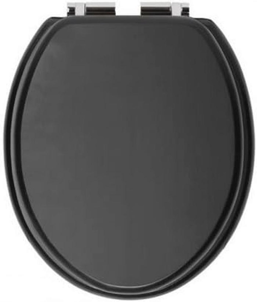 Zwarte Soft Close Toiletbril met Verstelbare Scharnieren