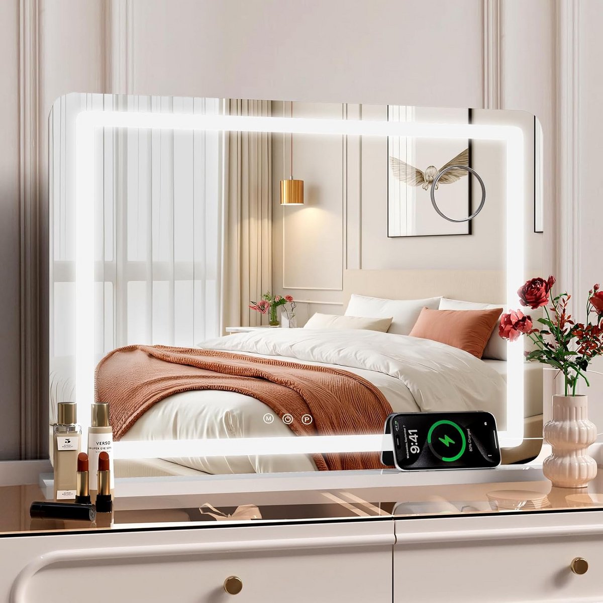 Grote Hollywood Make-up Spiegel met Verlichting en Touchscreen Bediening
