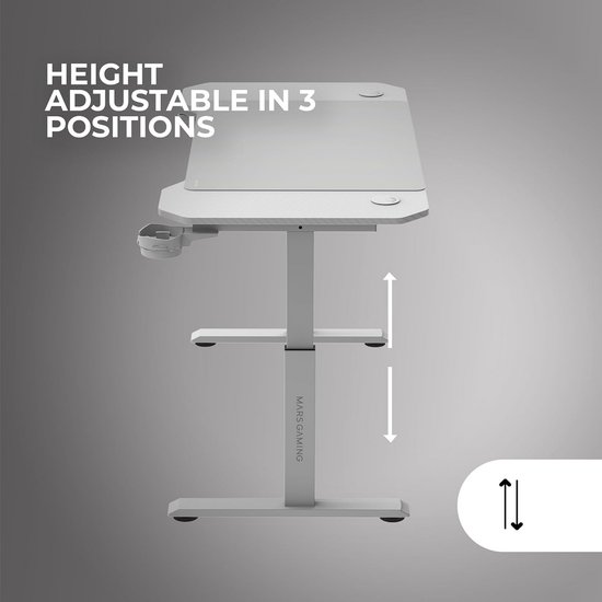Ergonomisch In Hoogte Verstelbaar Gaming Bureau 120x60cm met XXL Muismat en Kabelmanagement - Wit van Merkloos — afbeelding 3