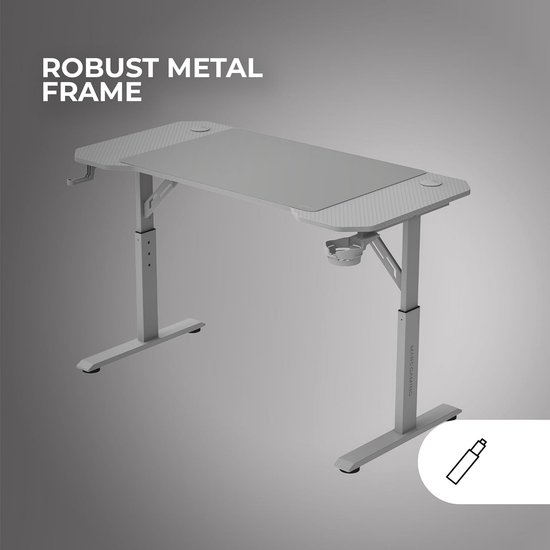 Ergonomisch In Hoogte Verstelbaar Gaming Bureau 120x60cm met XXL Muismat en Kabelmanagement - Wit van Merkloos — afbeelding 5