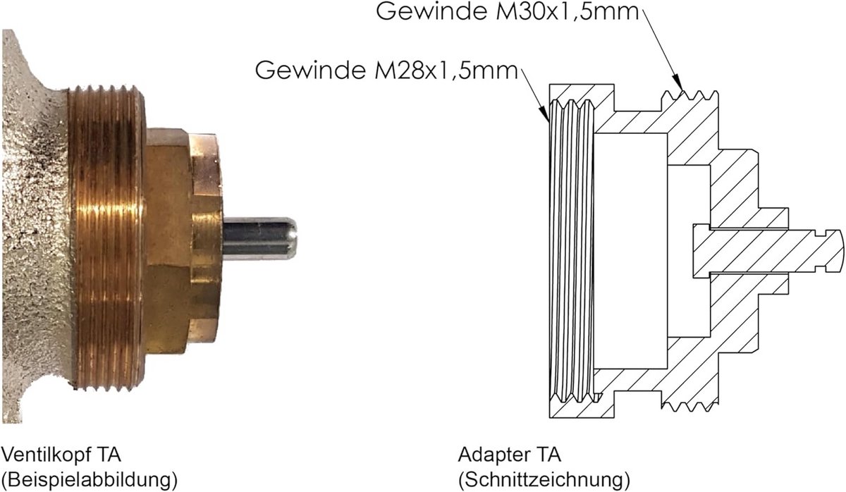 Metalen Adapter voor Radiatorkraan Thermostaat - M28 Aansluiting - Duurzaam