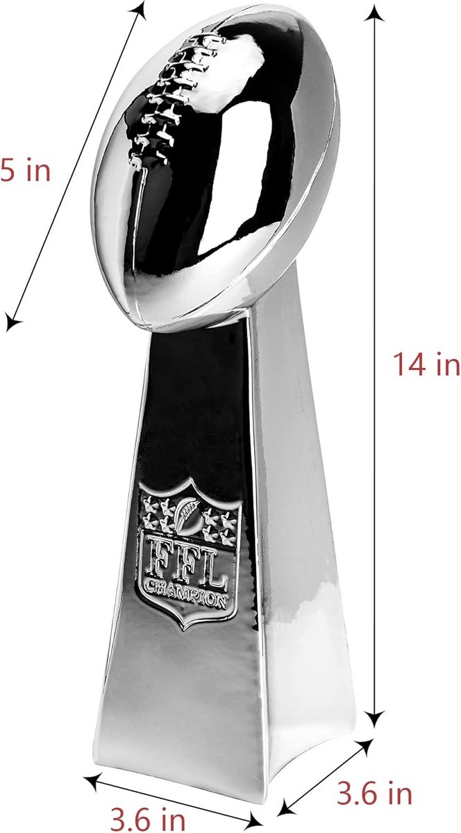 Fantastische Fantasy Voetbal Trofee - Chrome Replica Kampioenschap Trofee - Eerste Plaats Winnaar Award - Verkrijgbaar in 2 Maten