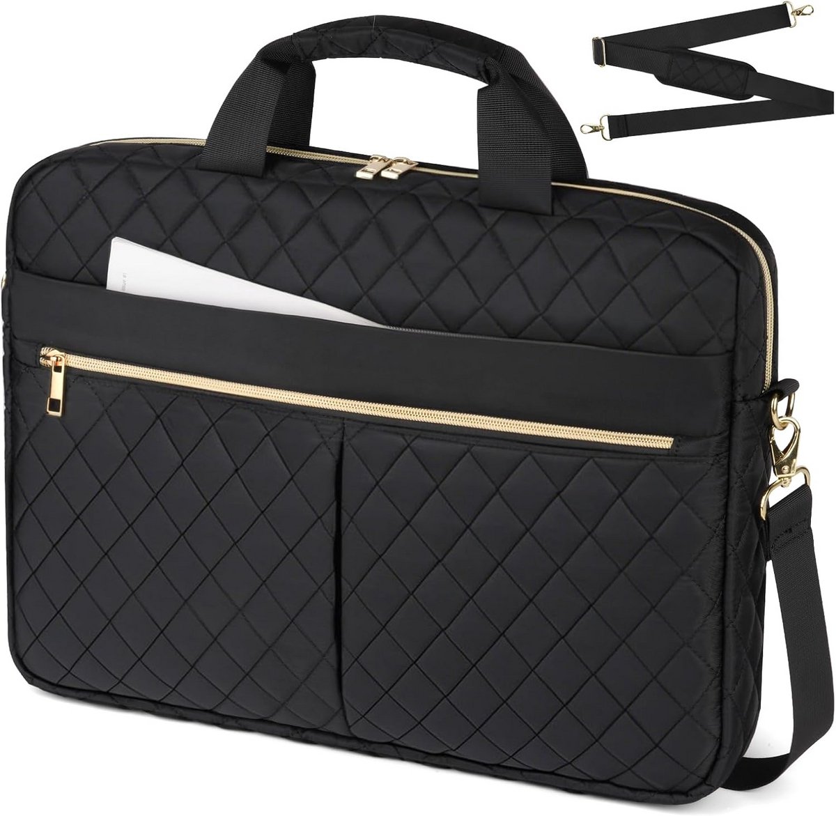 Laptoptas 15.6 inch Dames - Zwarte Aktetas voor Werk, Reizen en School