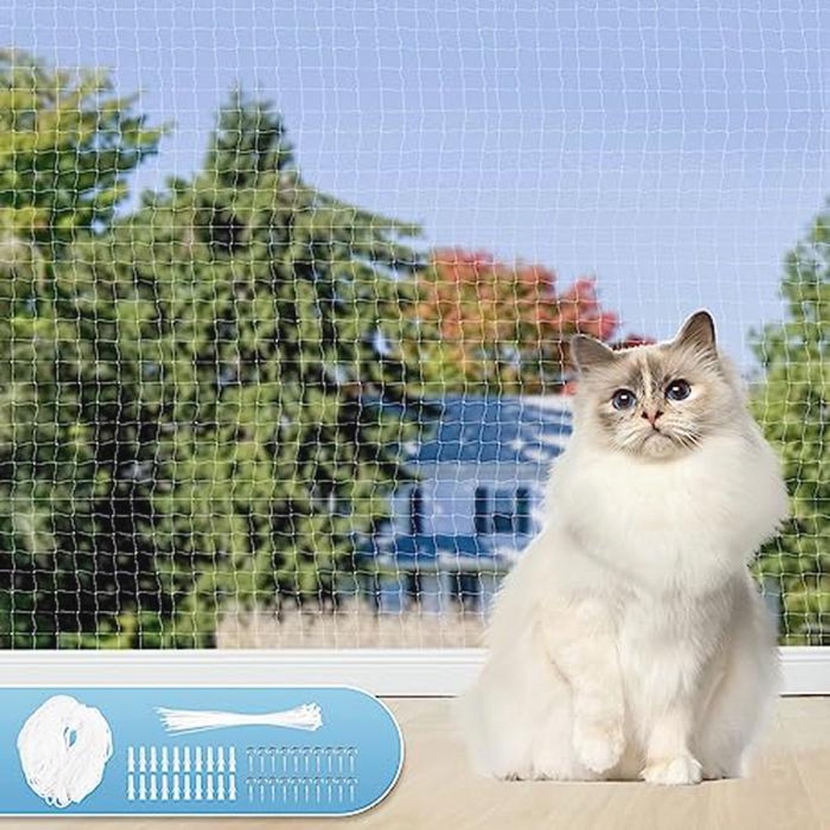 Kattennet voor Balkon - Kattenbescherming - Veilig Buiten - Draadversterkt Polyethyleen - 6x3 M - Transparant