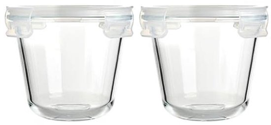 SXUUXB Glazen container met deksel, rond, 710 ml, 2 glazen kommen met