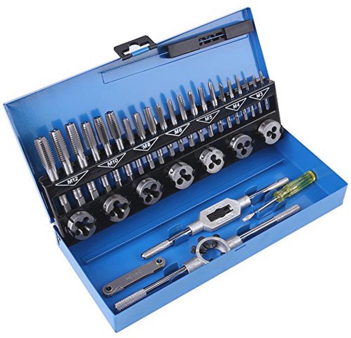 Tap en Draad Set 32 delig M3-M12 Legering Staal Handgereedschap voor Metaalbewerking