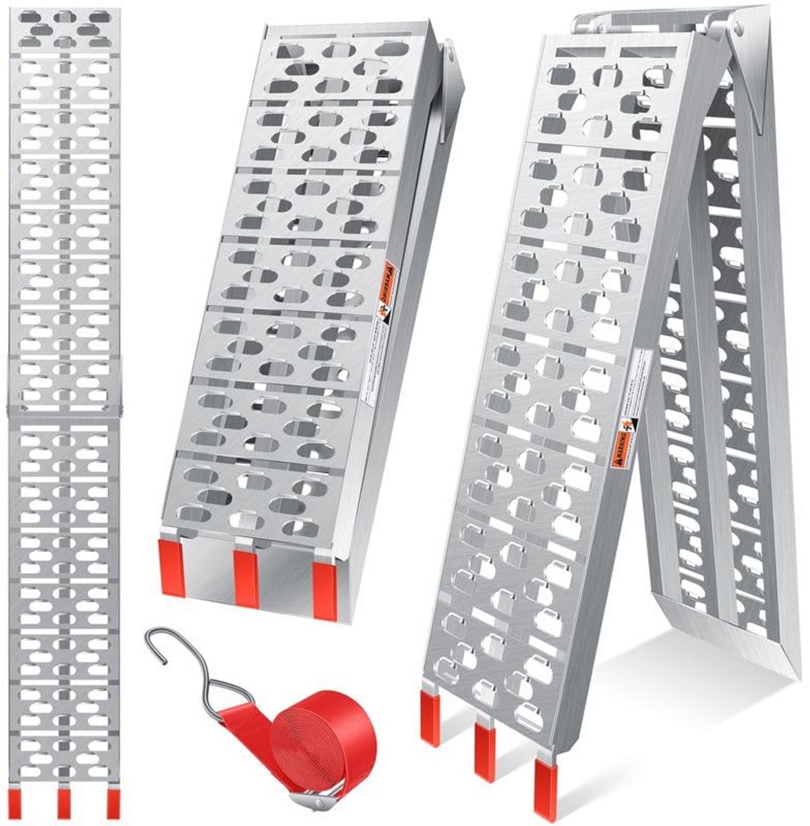 Oprijplaat Aluminium, Opvouwbaar, Max. 340 kg, Antislip, Laadhelling voor Motoren en Auto's
