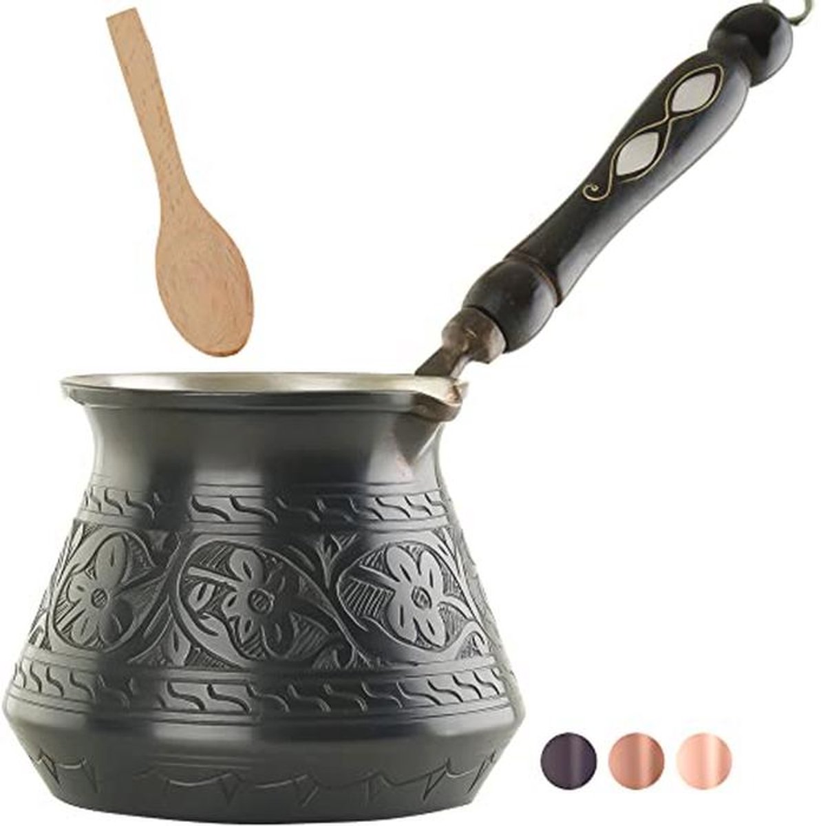 X-Large Koperen Turkse Koffiepot - Cezve Briki Ibrik Kookplaat Koffiezetapparaat (6 Porties)