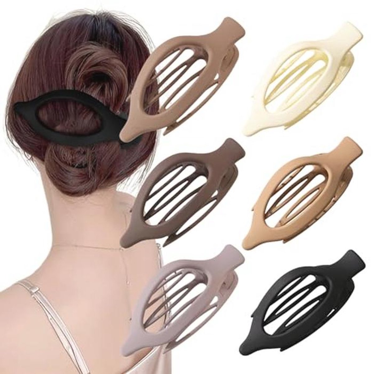 6 Platte Haarspelden voor Dames - Antislip Haarclips voor Lang, Dik en Krullend Haar