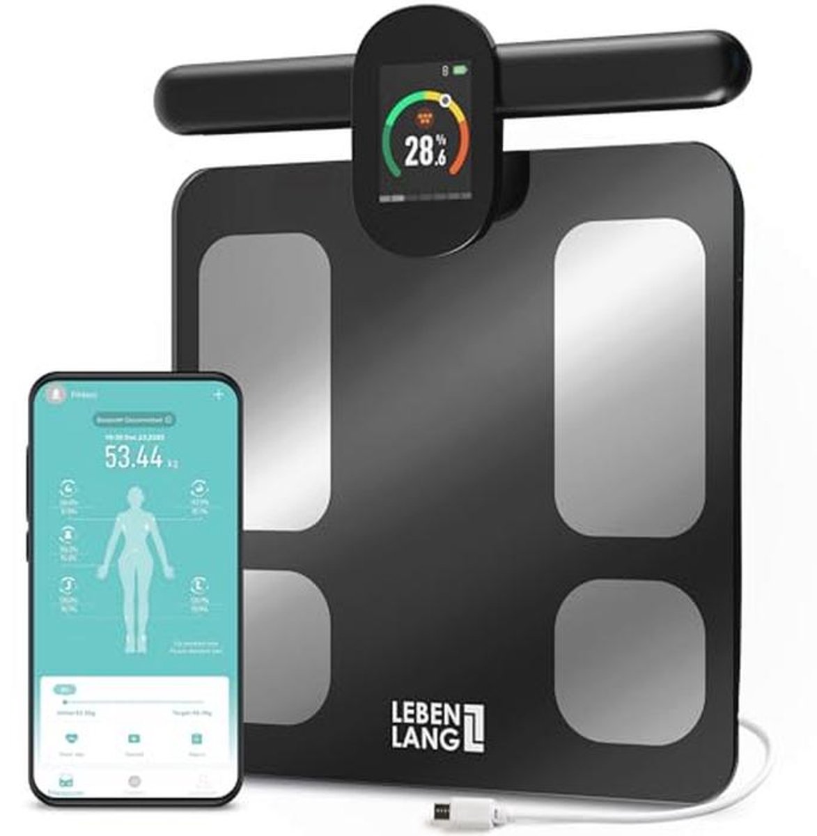 Fitness Lichaamsvetweegschaal met Groot Display en App Connect voor Tot 180 kg
