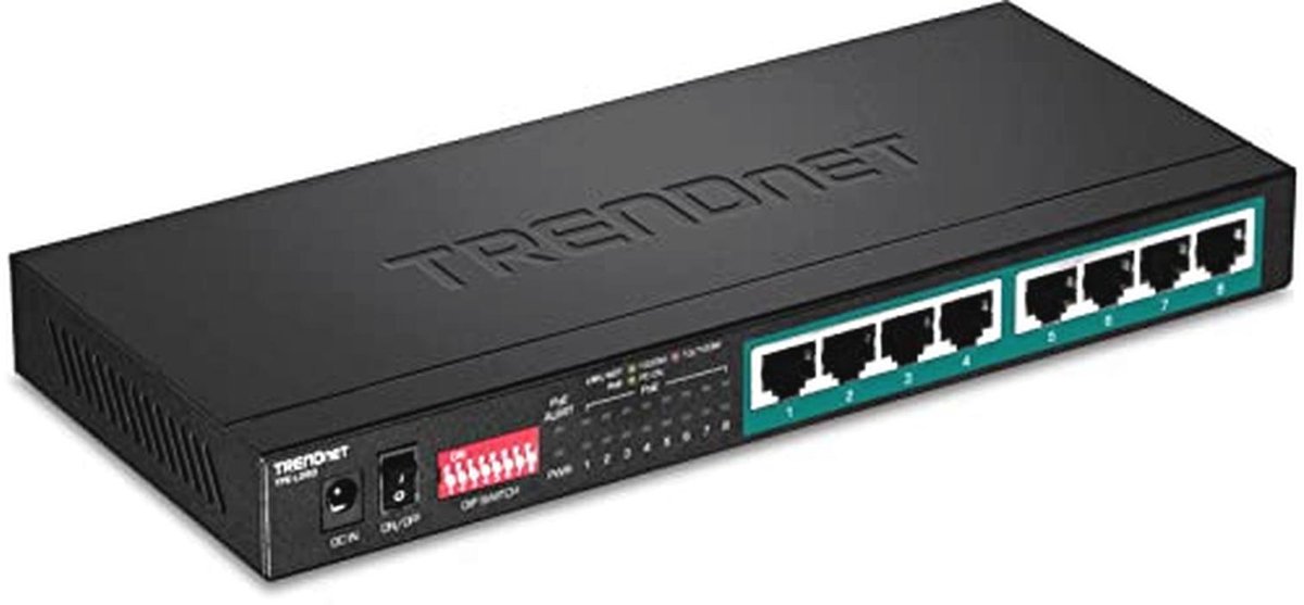 Gigabit PoE+ switch met 8 poorten en langeafstand ondersteuning tot 200 m