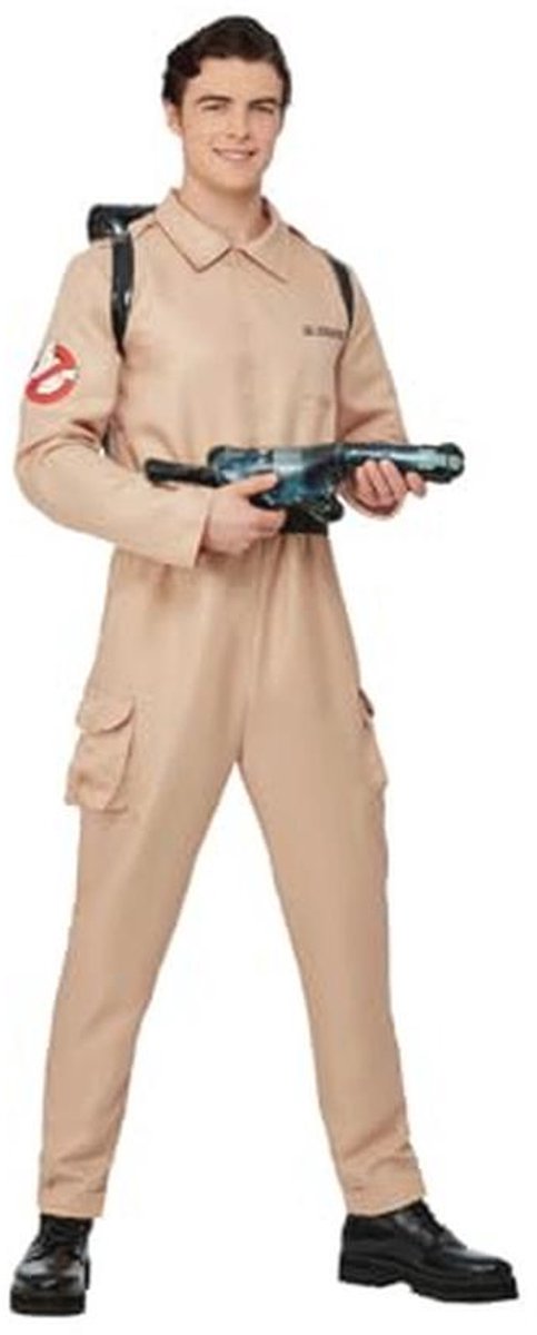 Beige Ghostbuster Kostuum voor Volwassenen met Opblaasbare Rugzak – Perfect voor Halloween en Jaren 80-Thema Feesten