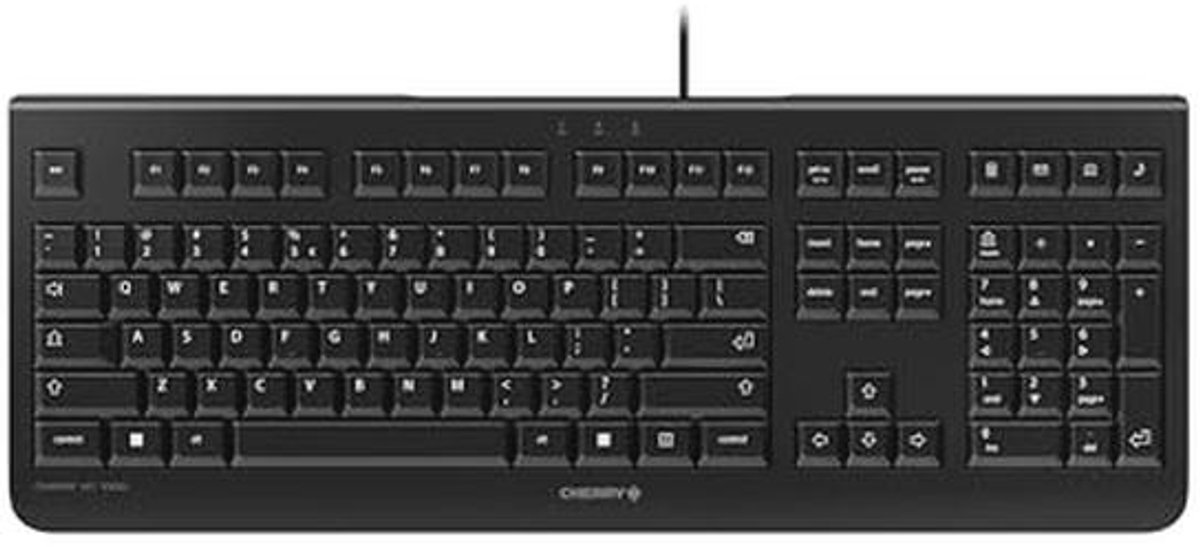 CHERRY KC 1000, Bedraad toetsenbord, Spaanse indeling (QWERTY), Plug & Play via USB-poort, Plat ontwerp, Fluisterstille toetsaanslag, Zwart