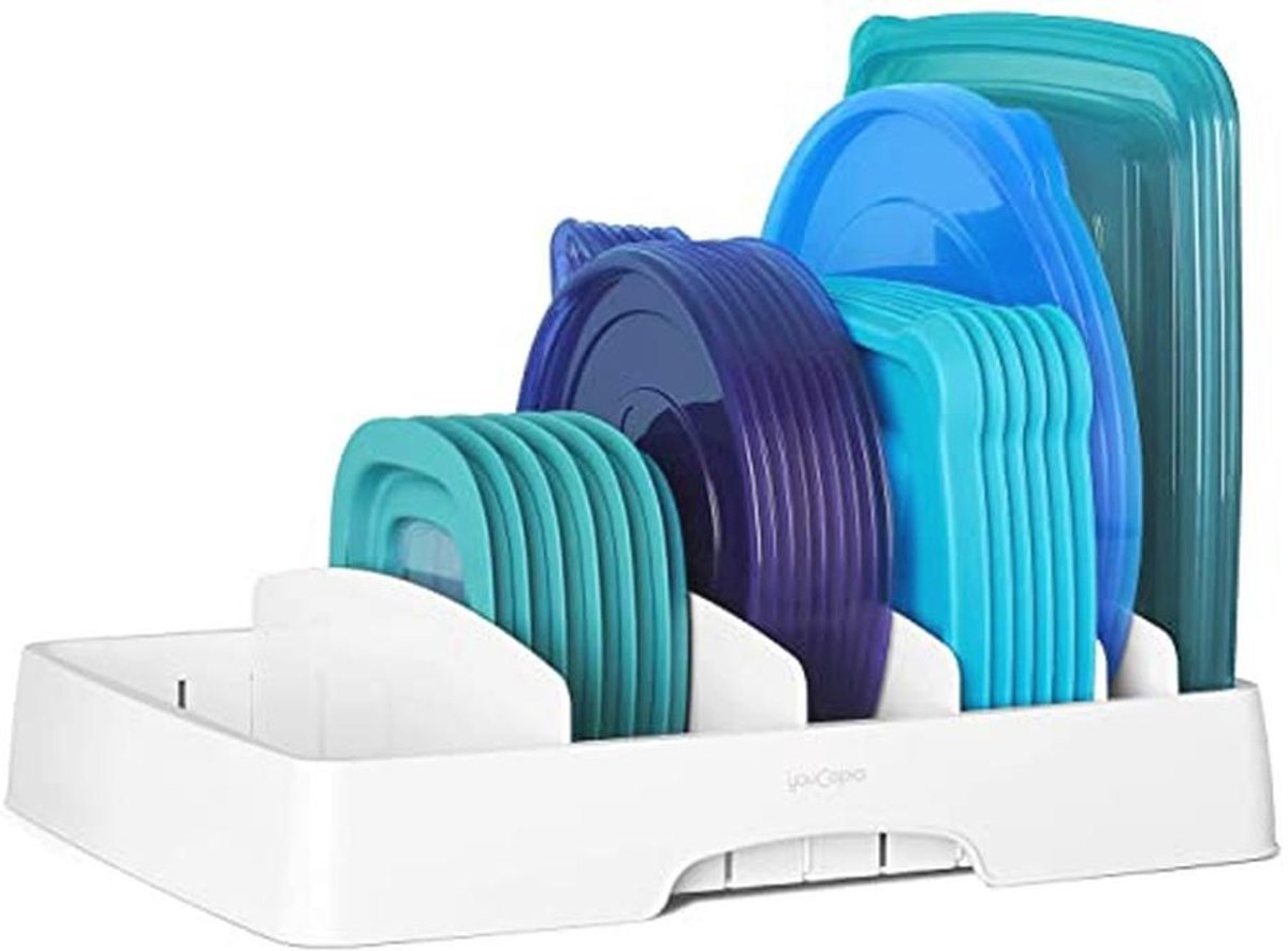 Verstelbare Organizer voor Containerdeksels - Ideaal voor Keukenladen en Kasten