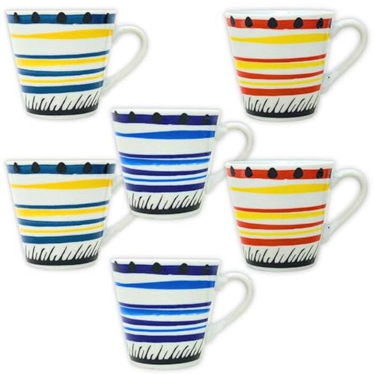Set van 6 Porseleinen Koffiekopjes - Vaatwasmachine- en Magnetronbestendig - 50 ml