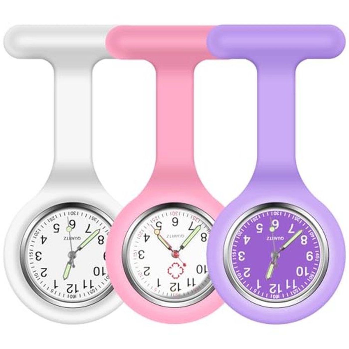 Lichtgevende Verpleegster Fob Horloges - 3 Stuks Siliconen Medische Broches voor Artsen en Verpleegkundigen