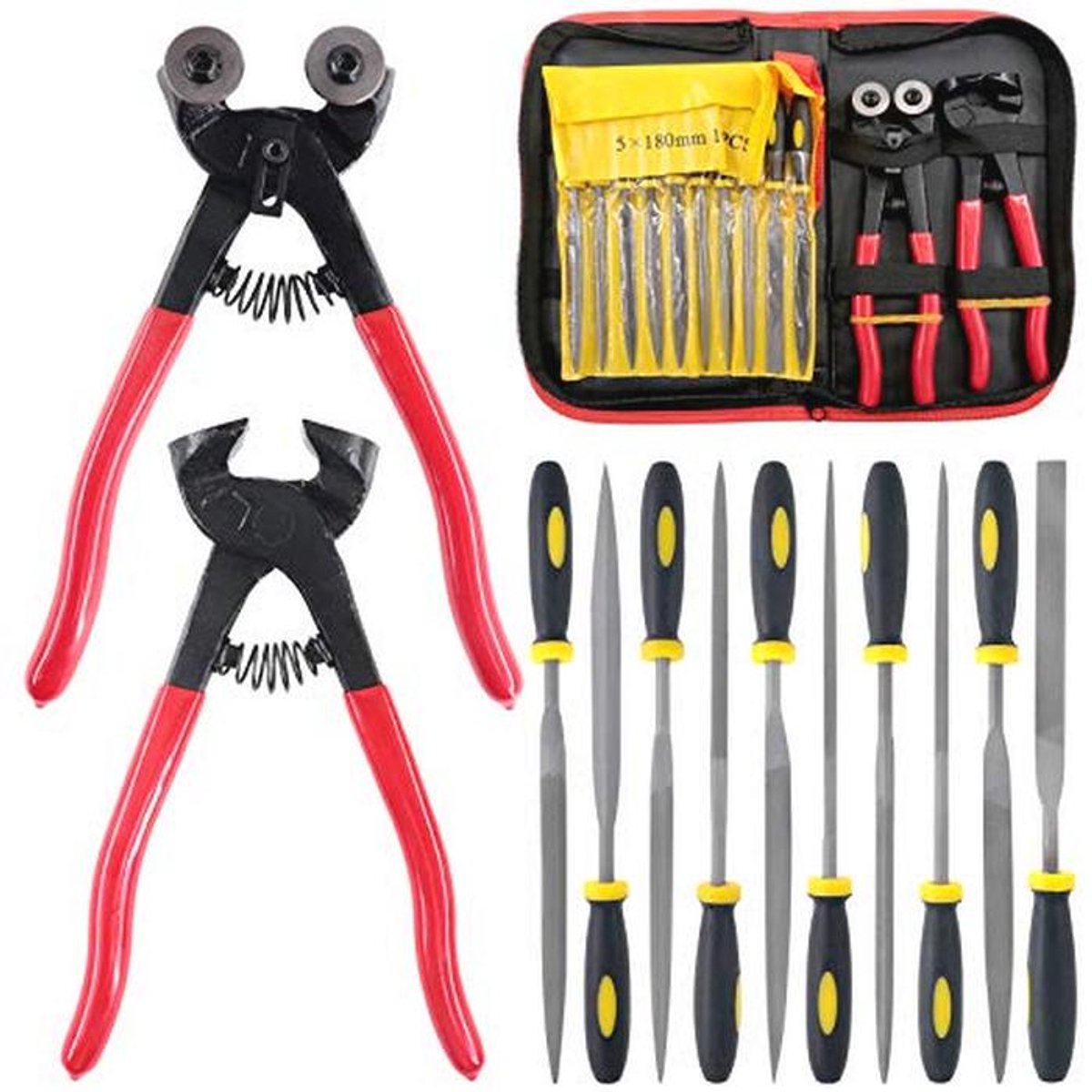 12 Stuks Glas en Keramische Tegel Cutter Set - Mozaïek Gereedschap met Slijptools