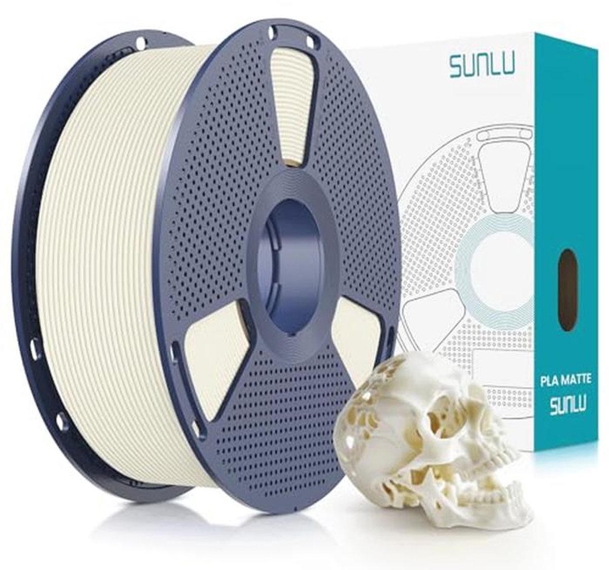 Mat PLA 3D-printerfilament - 1,75 mm, 1 kg, eenvoudig te gebruiken, ideaal voor FDM 3D-printers - Botwit