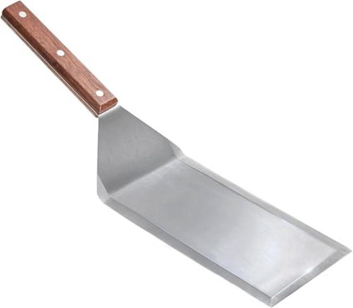 Stainless Steel Spatula with Wooden Handle – 20cm Cooking and Grilling Tool