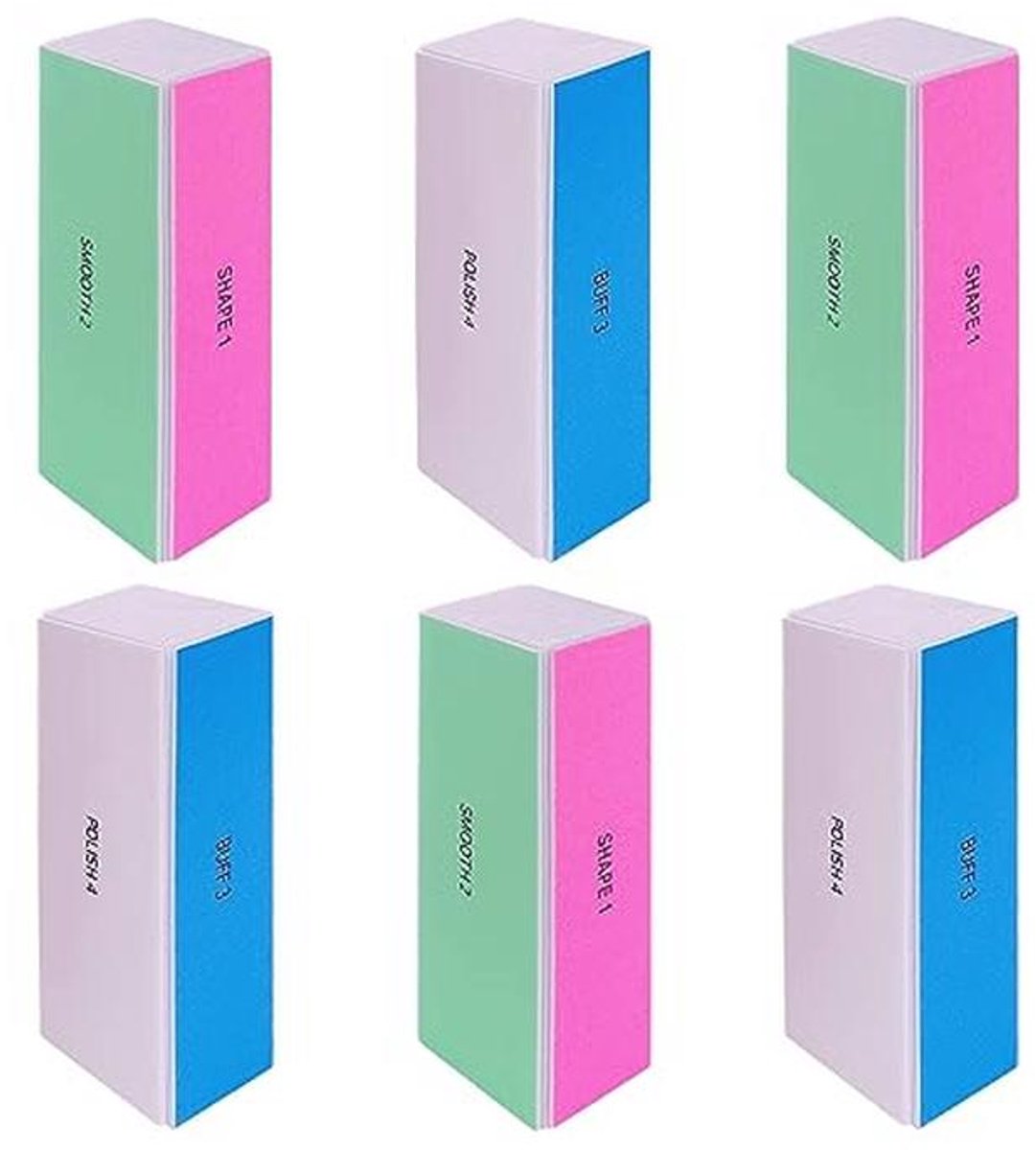 Nagelbufferblok 4-weg voor natuurlijke nagels - 6 stuks, alles-in-één polijstblok