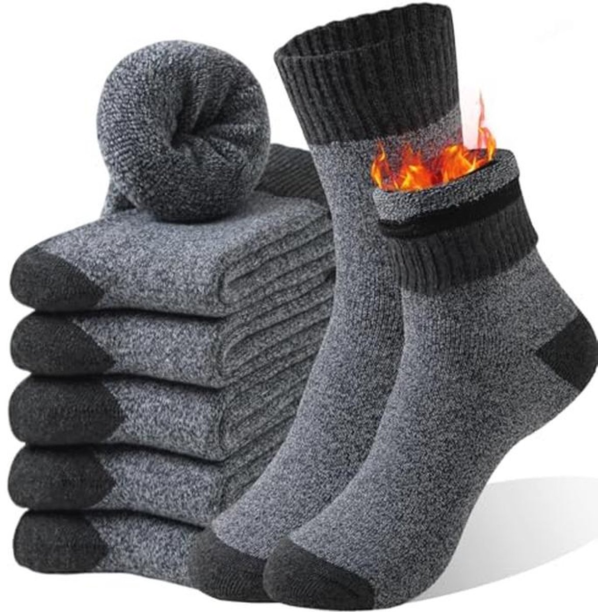 Thermal Winter Socks voor Heren - Dikke Warmte Sokken - 5-Paar