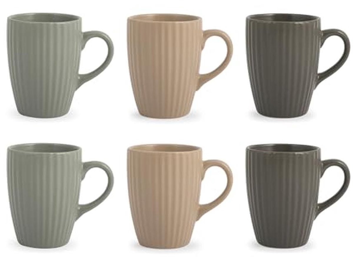 Set van 6 Elegante Mokken voor Dagelijks Gebruik