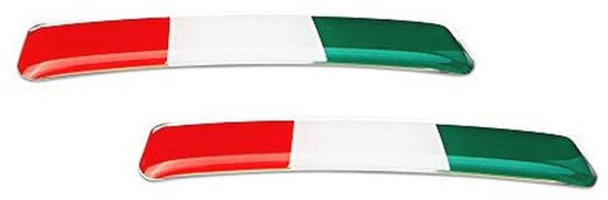 XJKLBYQ 3D koepelvormige siliconen stickers, Italiaanse vlag metalen autoborden stickers, 2 stuks Italiaanse vlag auto-embleem stickers, 3D chroom bumper accessoires voor universele auto motorfiets